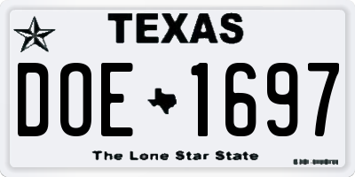 TX license plate DOE1697