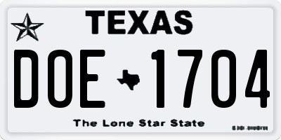 TX license plate DOE1704