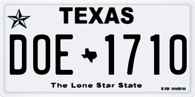 TX license plate DOE1710