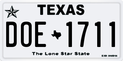 TX license plate DOE1711