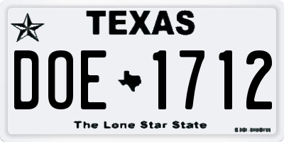 TX license plate DOE1712