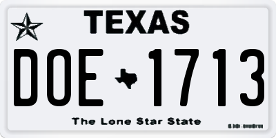 TX license plate DOE1713
