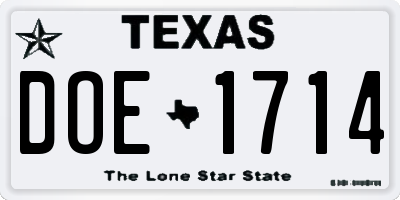 TX license plate DOE1714