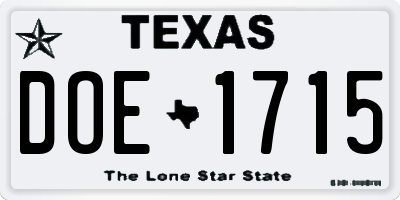 TX license plate DOE1715