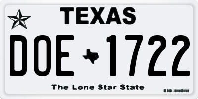 TX license plate DOE1722