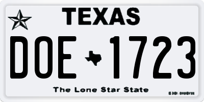 TX license plate DOE1723