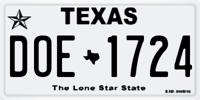 TX license plate DOE1724