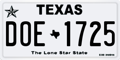 TX license plate DOE1725