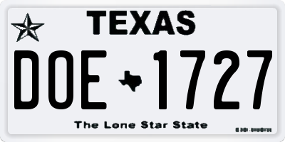 TX license plate DOE1727