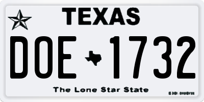 TX license plate DOE1732