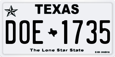 TX license plate DOE1735
