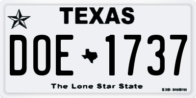 TX license plate DOE1737