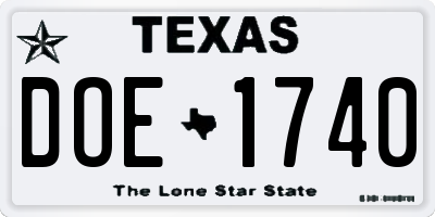 TX license plate DOE1740