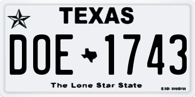 TX license plate DOE1743