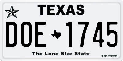 TX license plate DOE1745