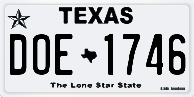 TX license plate DOE1746