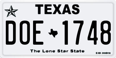 TX license plate DOE1748