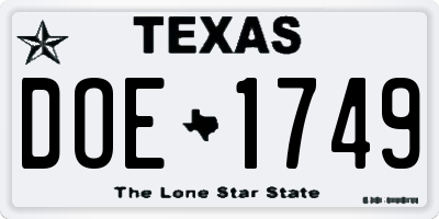 TX license plate DOE1749