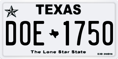 TX license plate DOE1750