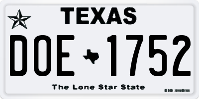 TX license plate DOE1752
