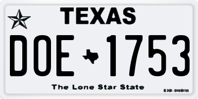 TX license plate DOE1753