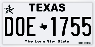 TX license plate DOE1755