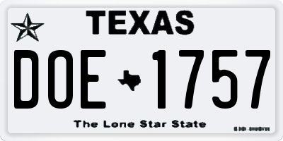 TX license plate DOE1757