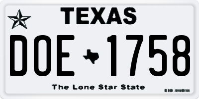 TX license plate DOE1758
