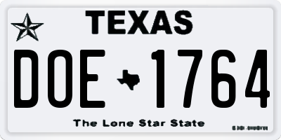 TX license plate DOE1764