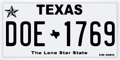 TX license plate DOE1769
