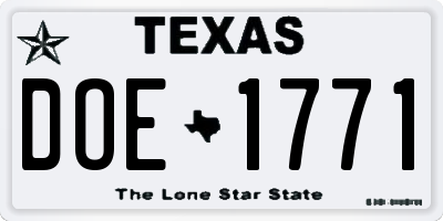 TX license plate DOE1771