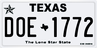 TX license plate DOE1772