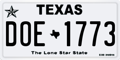TX license plate DOE1773