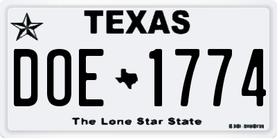 TX license plate DOE1774