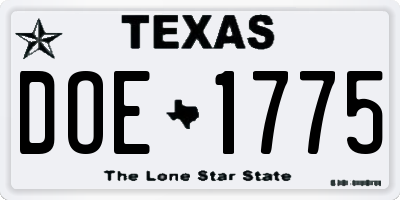 TX license plate DOE1775