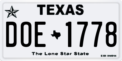 TX license plate DOE1778