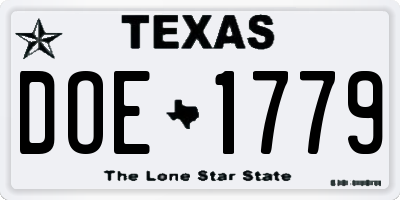 TX license plate DOE1779