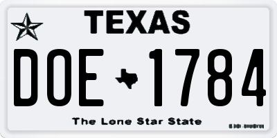 TX license plate DOE1784