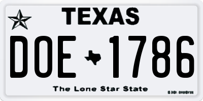TX license plate DOE1786