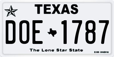 TX license plate DOE1787