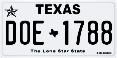TX license plate DOE1788