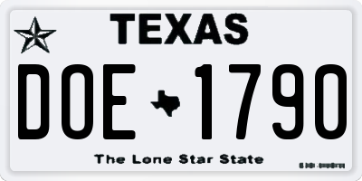 TX license plate DOE1790