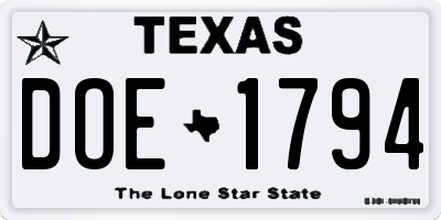 TX license plate DOE1794