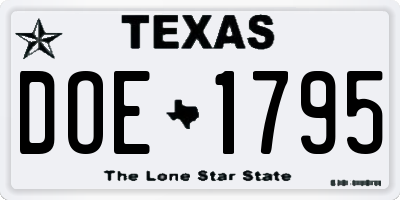 TX license plate DOE1795