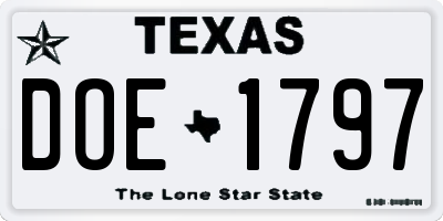 TX license plate DOE1797
