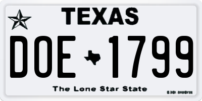 TX license plate DOE1799