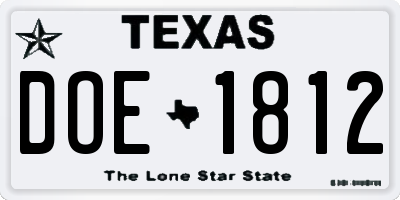 TX license plate DOE1812