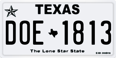 TX license plate DOE1813