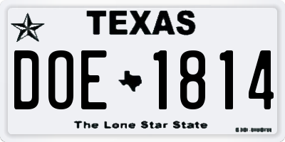TX license plate DOE1814