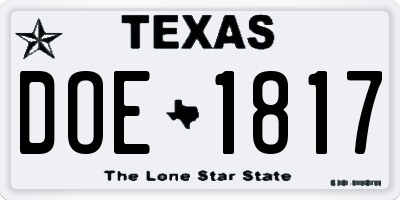 TX license plate DOE1817
